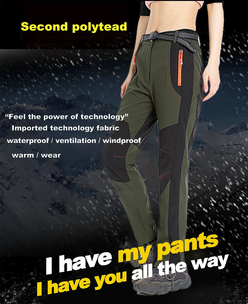 Pantaloni In Pile Invernali Da Donna Per Trekking Impermeabili Caldi Softshell All Aperto Antipioggia Antivento