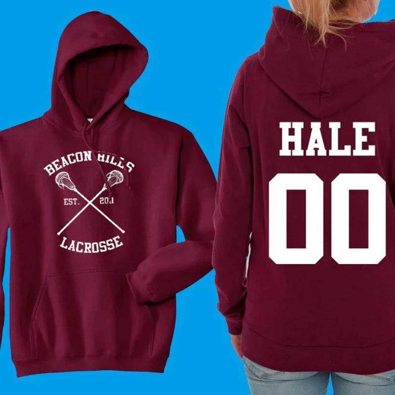 Felpa Con Cappuccio Teen Wolf Beacon Hills Lacrosse Stampa Retro Stilinski Lahey McCall Hale