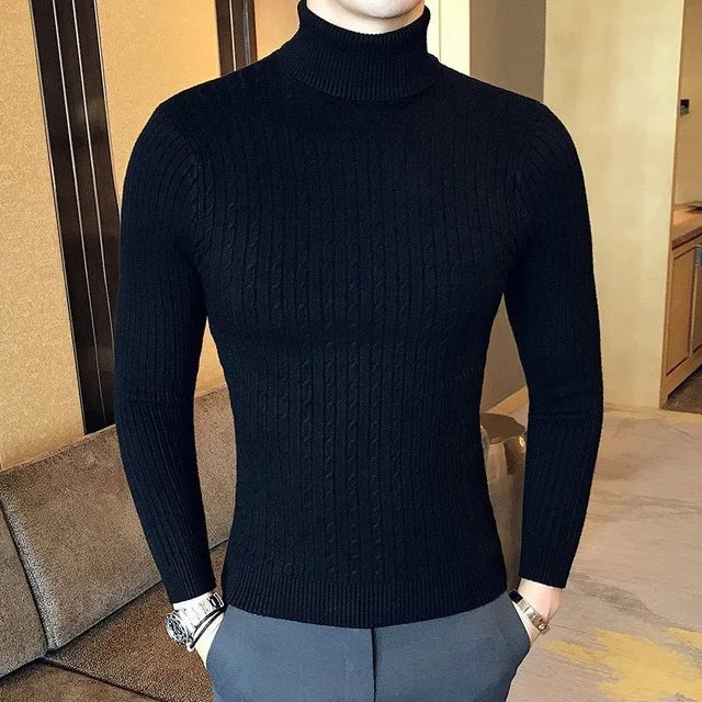 Maglione Invernale Spesso Caldo Collo Alto Dolcevita Uomo Slim Fit Maglieria Da Uomo Doppio Colletto Maschile