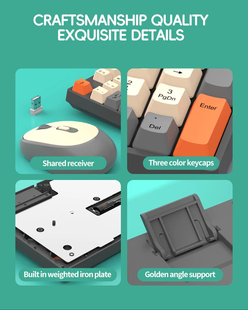 Set Tastiera E Mouse Wireless Per Gaming E Ufficio Compatibile Con Laptop E Desktop Accessori Per Ufficio Incluso