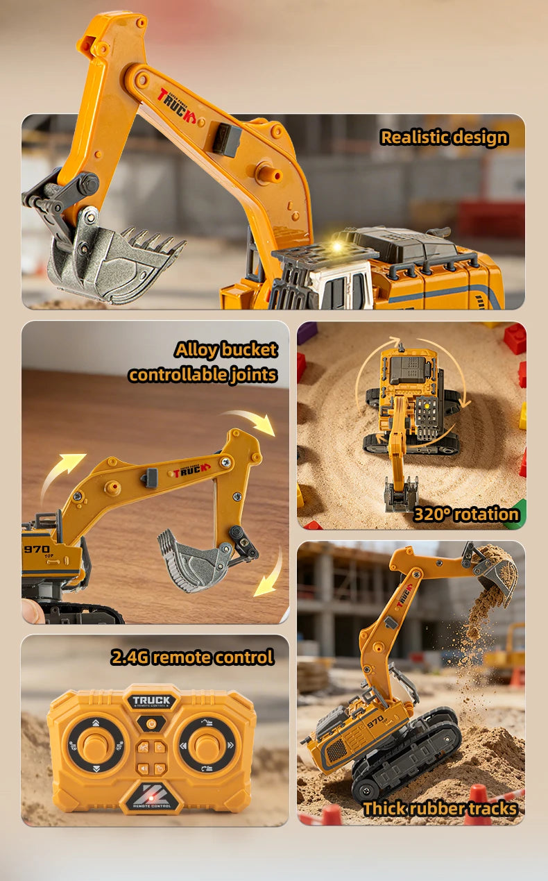 Modellino RC 1 64 ZWN Escavatore Telecomandato Camion Ribaltabile Carrello Elevatore In Lega E Plastica Per Bambini