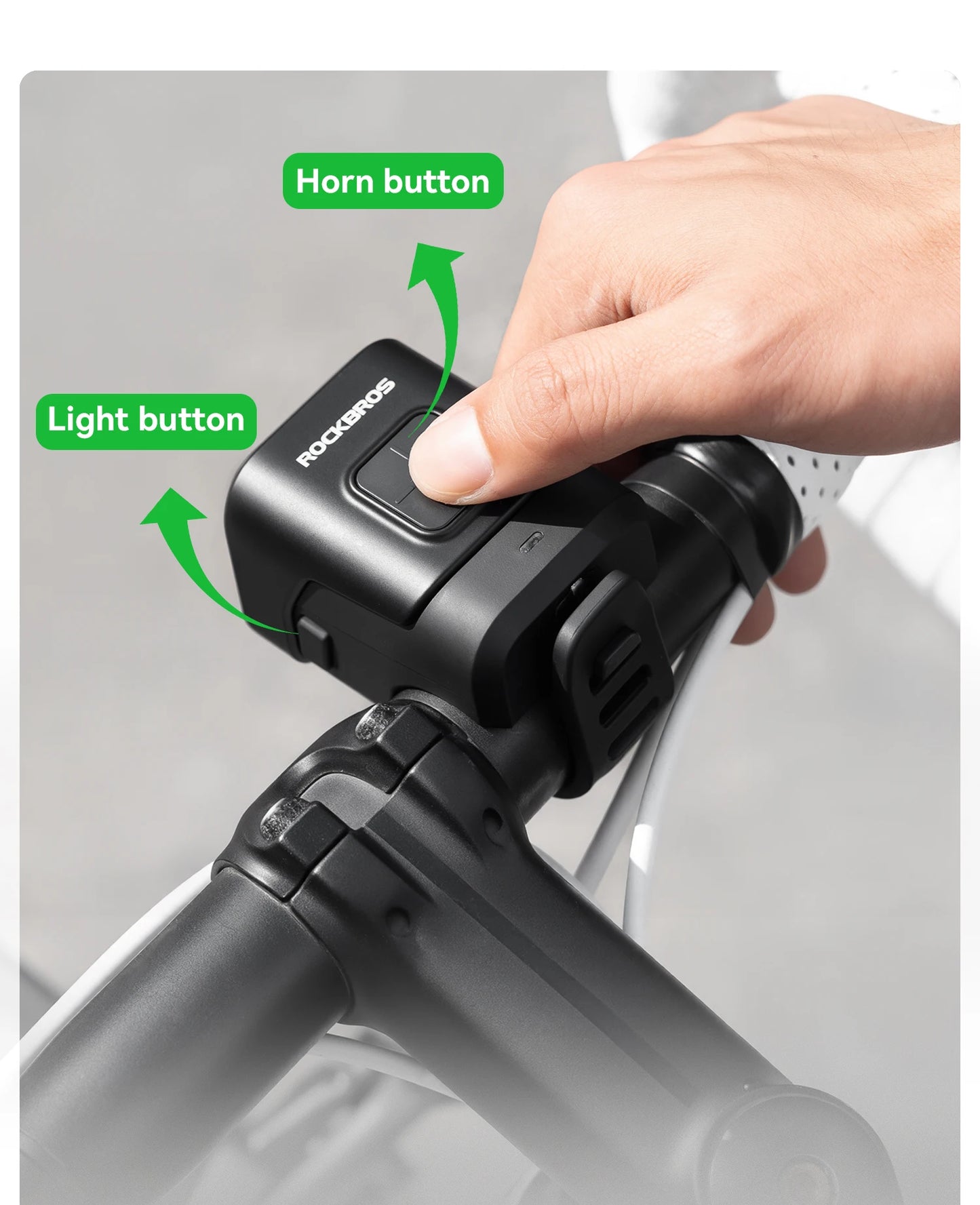 Clacson Per Bici IPX6 Antipioggia Con Ricarica Tipo C 2300mAh Faro Illumina Avvertimento Luce Anteriore Due In Uno