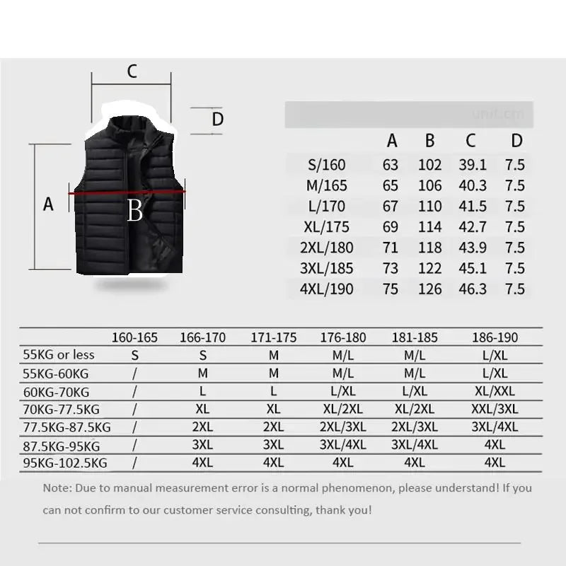 Gilet Senza Maniche Da Uomo Imbottito In Cotone Colletto Alla Coreana Inverno Moda 5XL
