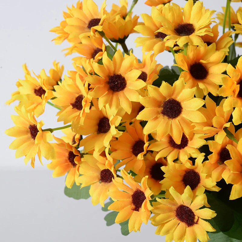 Vaso di Plastica con Fiore di Girasole Artificiale Set Decorazione per Matrimoni e Eventi