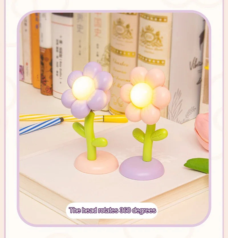 Lampada LED Fiore Notturna Mini Luce Da Tavolo Per Comodino Camera Da Letto Luce Ambientale Giocattolo Per Bambini Regalo