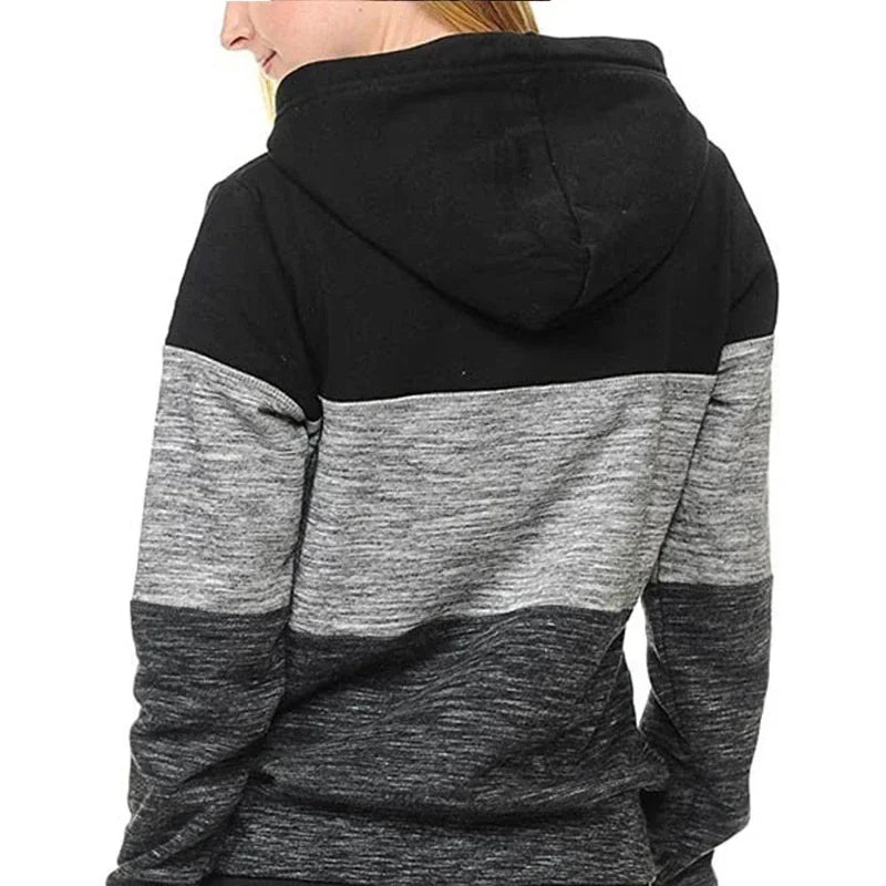 Tuta Da Donna Color Block Con Cappuccio Felpa Pantaloni Sportivi Versatili Casual Jogging Abiti Dalla Taglia S Fino A 3XL