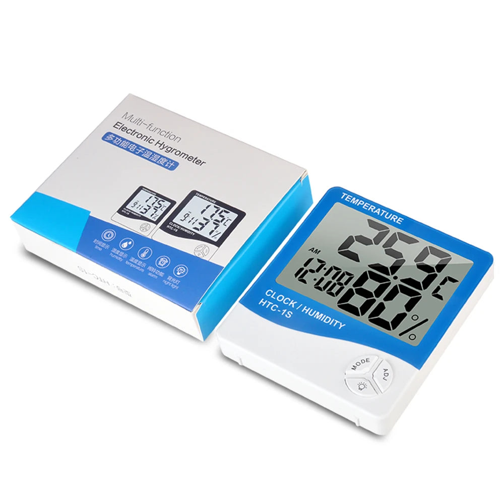 HTC 1S LCD Igrometro Digitale Misuratore di Umidità e Termometro Esterno Interno Stazione Meteo Orologio