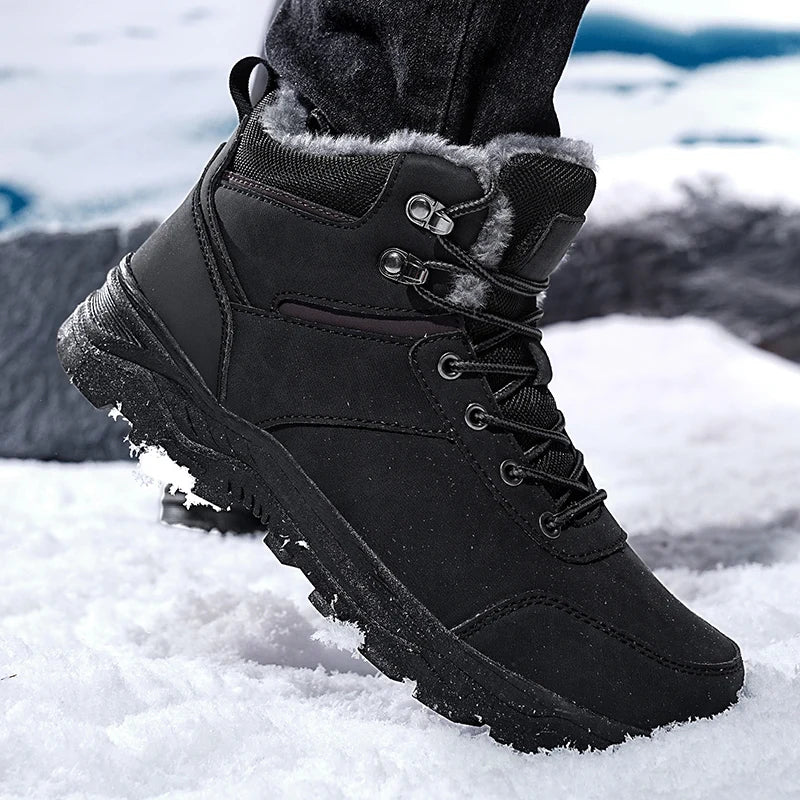 Stivali Da Neve Da Uomo Foderati In Pile Con Suola Spessa Per Trekking Outdoor Inverno Autunno Scarponi Da Caccia
