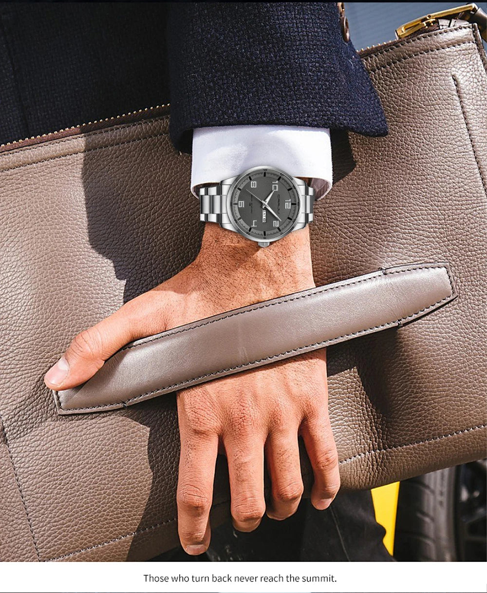 CRRJU Orologi Da Uomo Nuovi Casual Business Cinturino In Acciaio Inox Quarzo Con Data Lancette Luminose