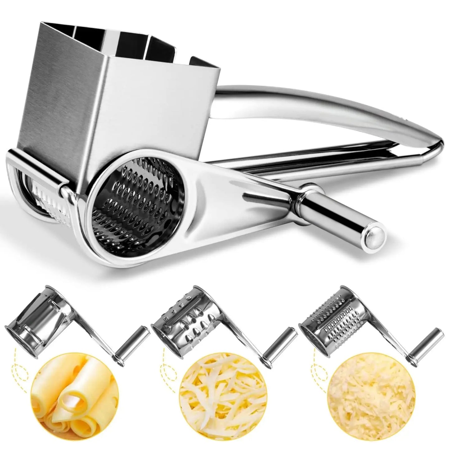 Grattugia Rotante Per Formaggio Multifunzione Con Lame In Acciaio Inox Manuale Affettatrice Per Burro E Zenzero