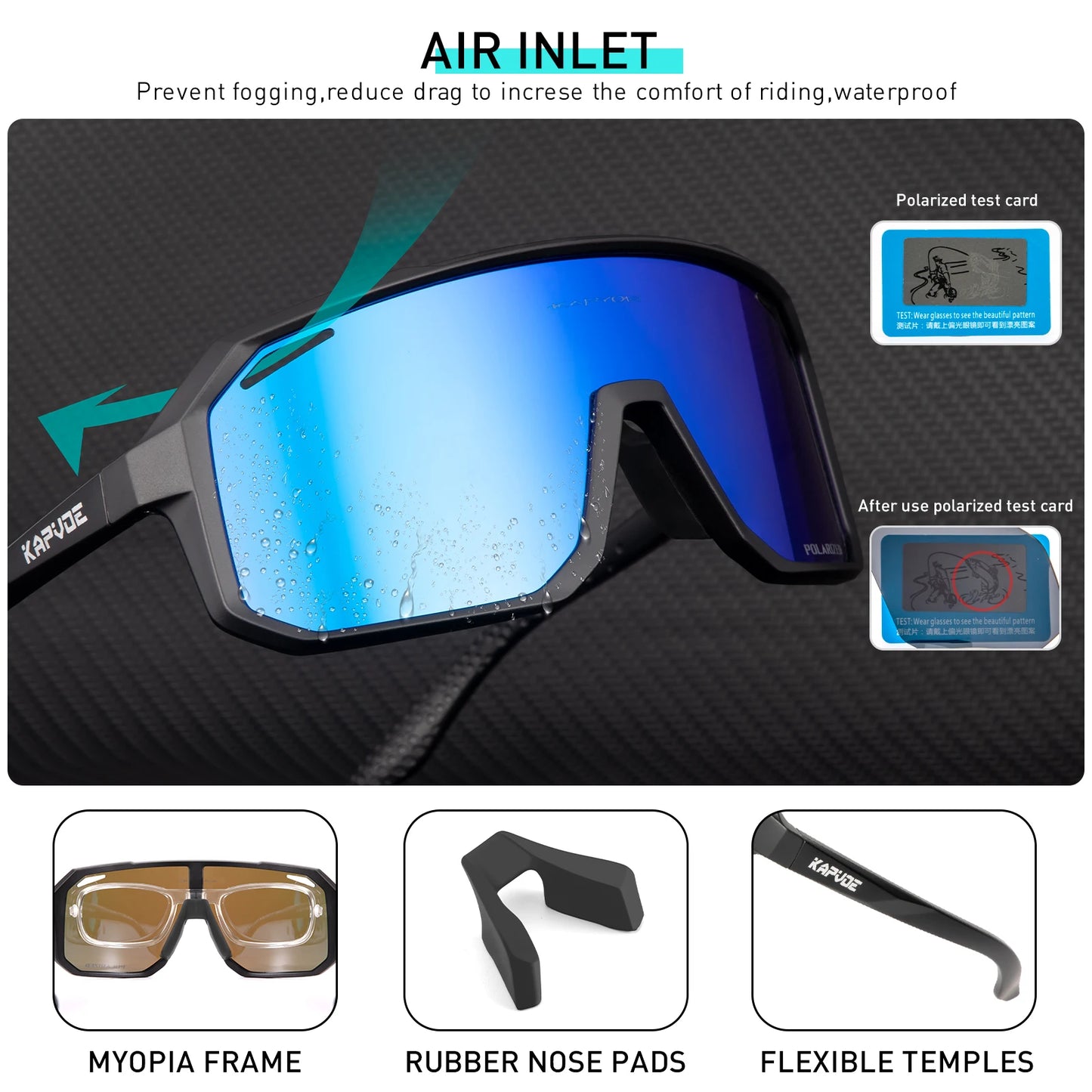 Occhiali Da Ciclismo Uomo Polarizzati UV400 Con Miopia Incorporata Telaio Leggero Per MTB Ciclismo All Aperto