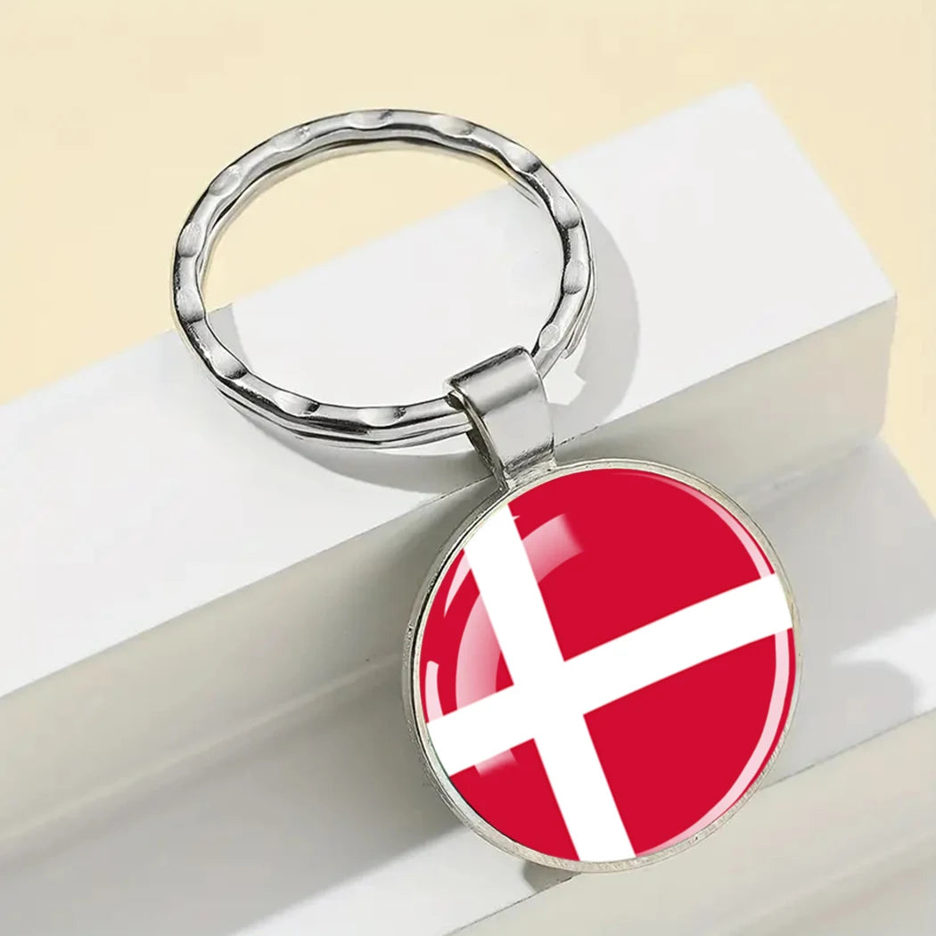 Portachiavi Bandiera Europea Albania Spagna Italia Francia Regno Unito Ciondolo Vetro Metallo Per Borsa Regalo Patrioti