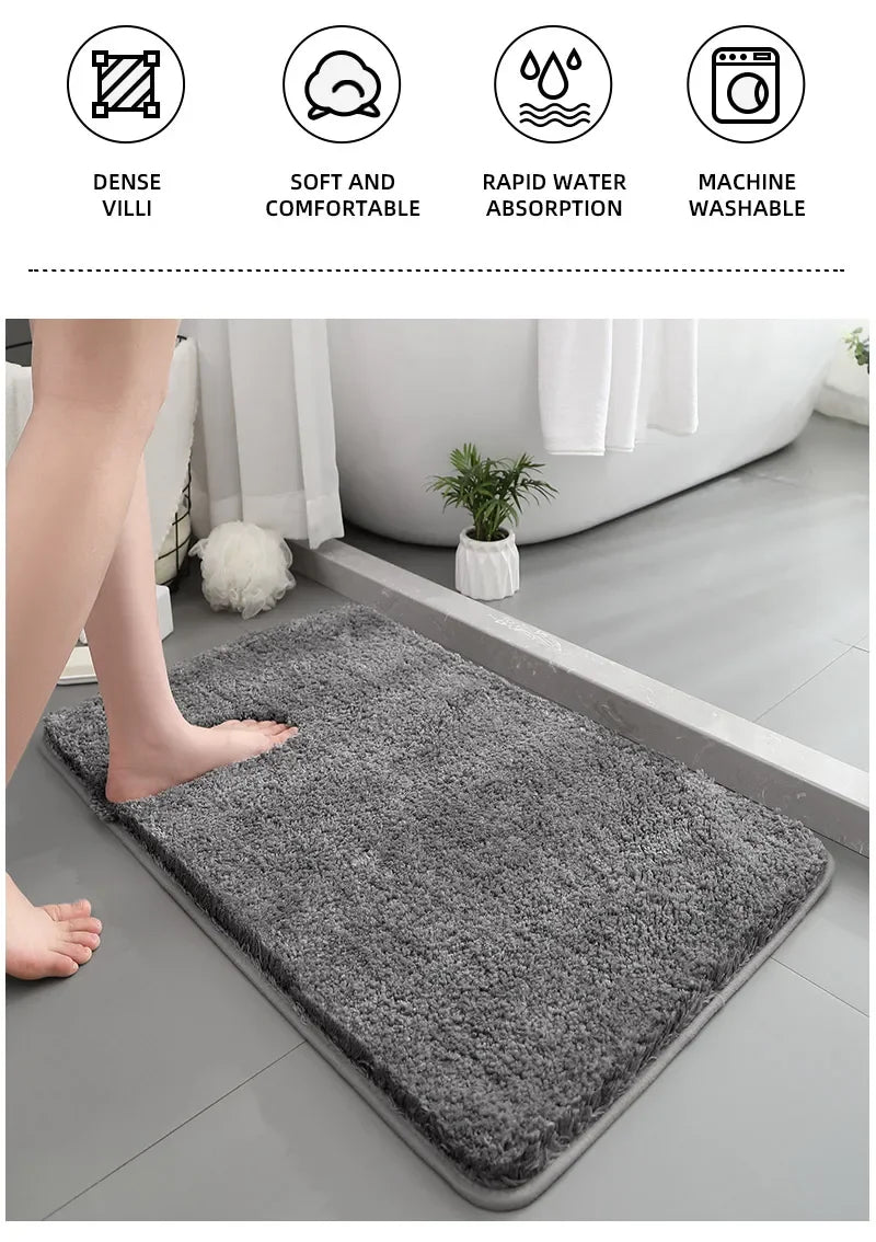 Tappetino Da Bagno Arrotondato E Ispessito Antiscivolo Peluche Assorbente Per Vasca E Per Porta D Ingresso