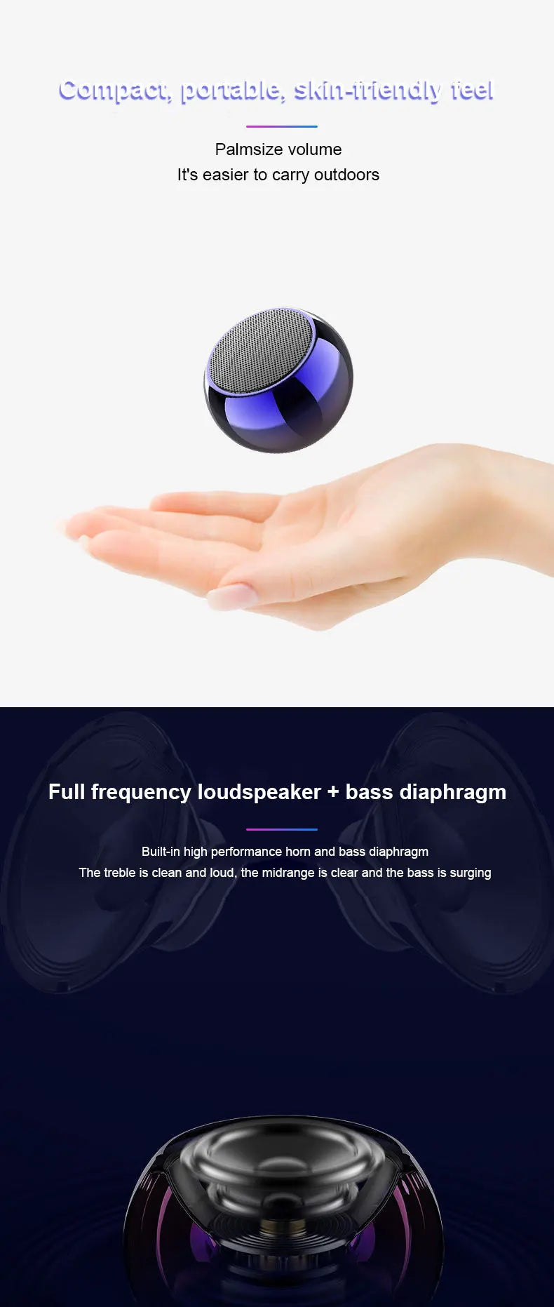 Altoparlante Bluetooth Wireless M3 Sound Box Audience Subwoofer Surround Stereo Metallo Portatili
