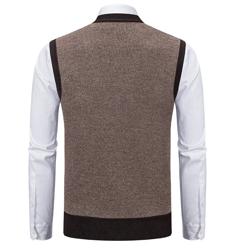 Gilet Da Uomo Con Scollo A V Senza Maniche In Maglia Lavorata Con Bottoni E Fodera In Pile Per Autunno Inverno