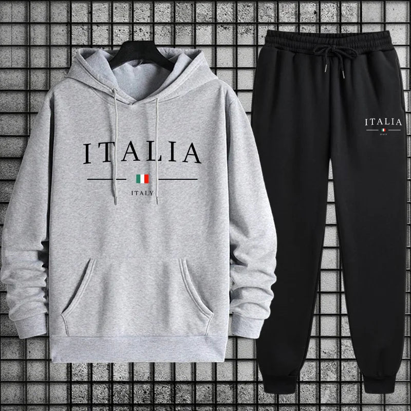 Tuta Da Uomo Di Qualità Con Cappuccio Monopezzo Felpe Con Stampa Streetwear Autunno Inverno Pantaloni