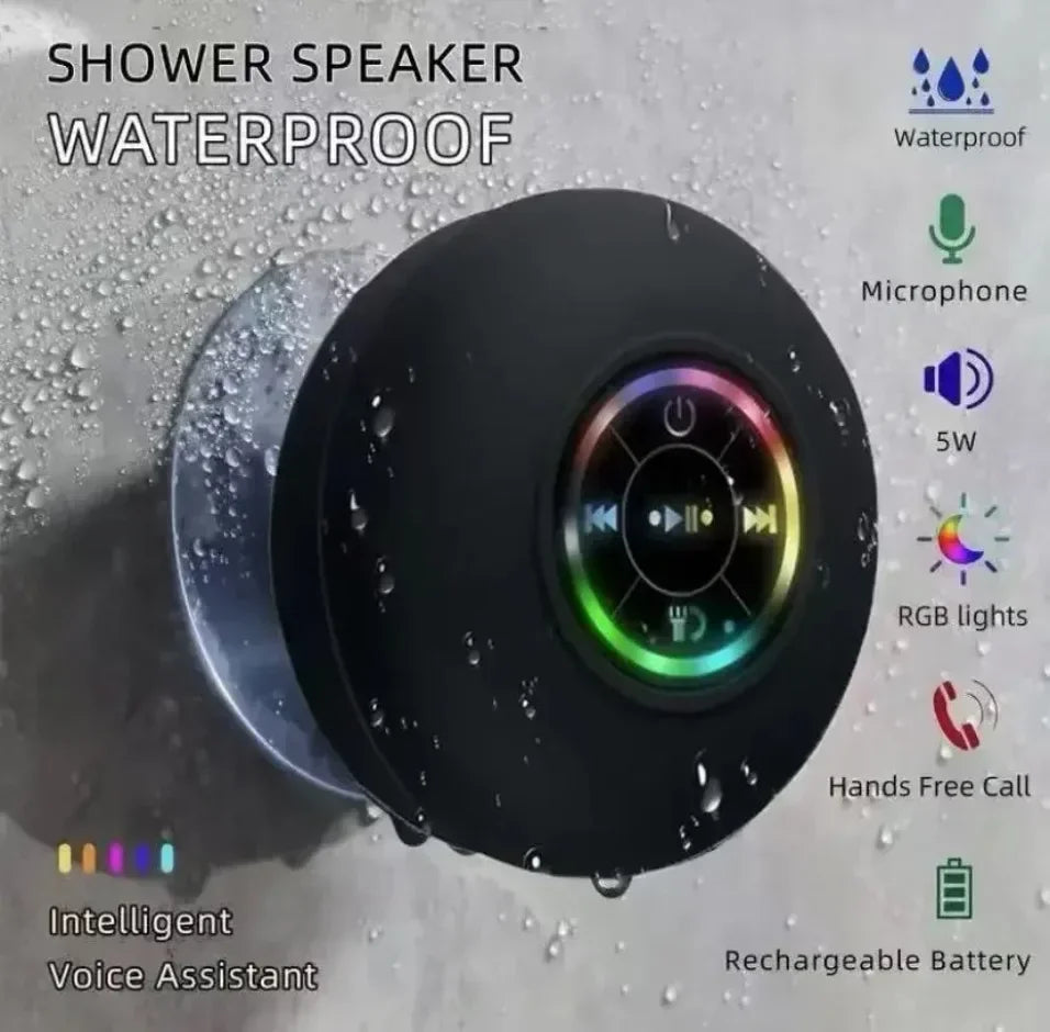 Altoparlante Bluetooth Senza Fili Ventosa Impermeabile Per Doccia Con Luce LED Ricarica USB Per Bagni E Viaggi