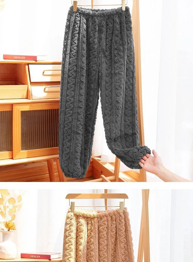 Pantaloni Da Notte Da Donna In Pile Di Corallo Peluche Caldo Autunno Inverno Pigiama Morbido E Confortevole