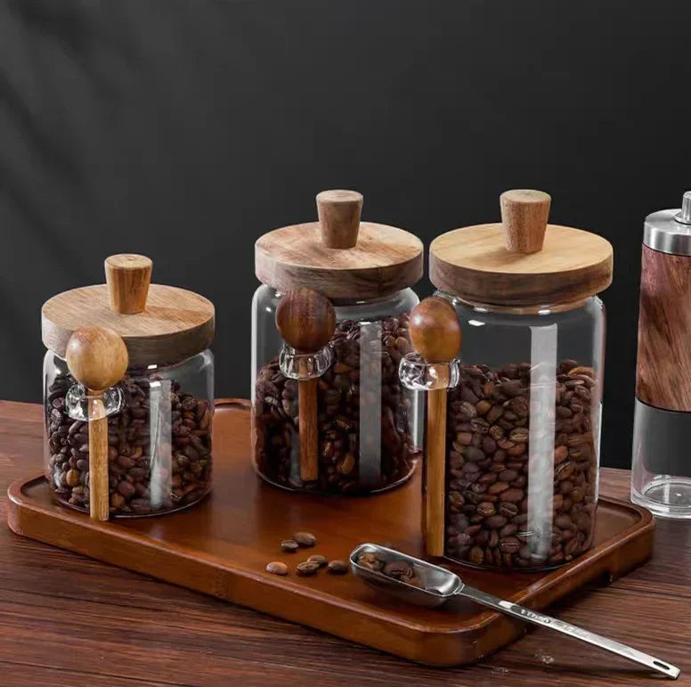 JUSTINLAU Barattoli In Vetro Sigillato Per Cereali E Chicchi Di Caffè Con Cucchiaio E Spezie Da Cucina 400ml 600ml 900ml