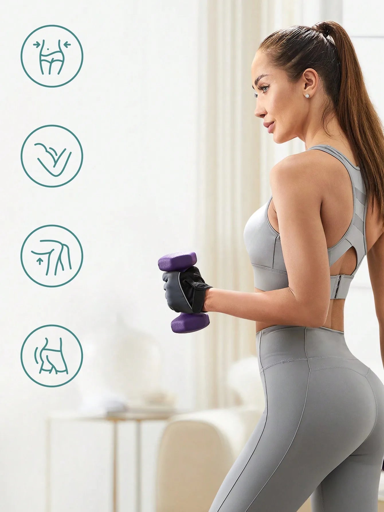 Coppia Di Manubri Da 2 Kg Con Rivestimento In Neoprene Esagonali Viola Per Allenamento A Casa