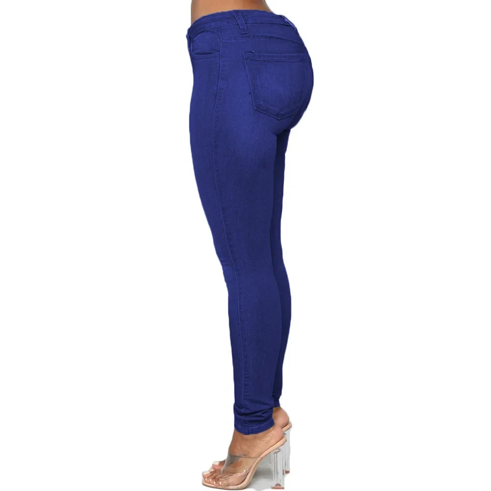 Jeans Da Donna Sexy In Denim A Matita Con Sollevamento Del Sedere Tasche Pulsante Taglia Grande Lunghezza Variabile