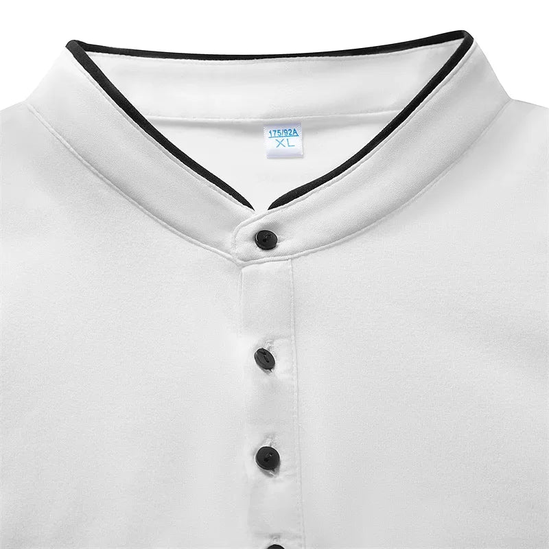 Polo Casual Da Uomo Per Ufficio A Maniche Corte Liscio E Resistente Alle Rughe Antipilling Confortevole Pulsante