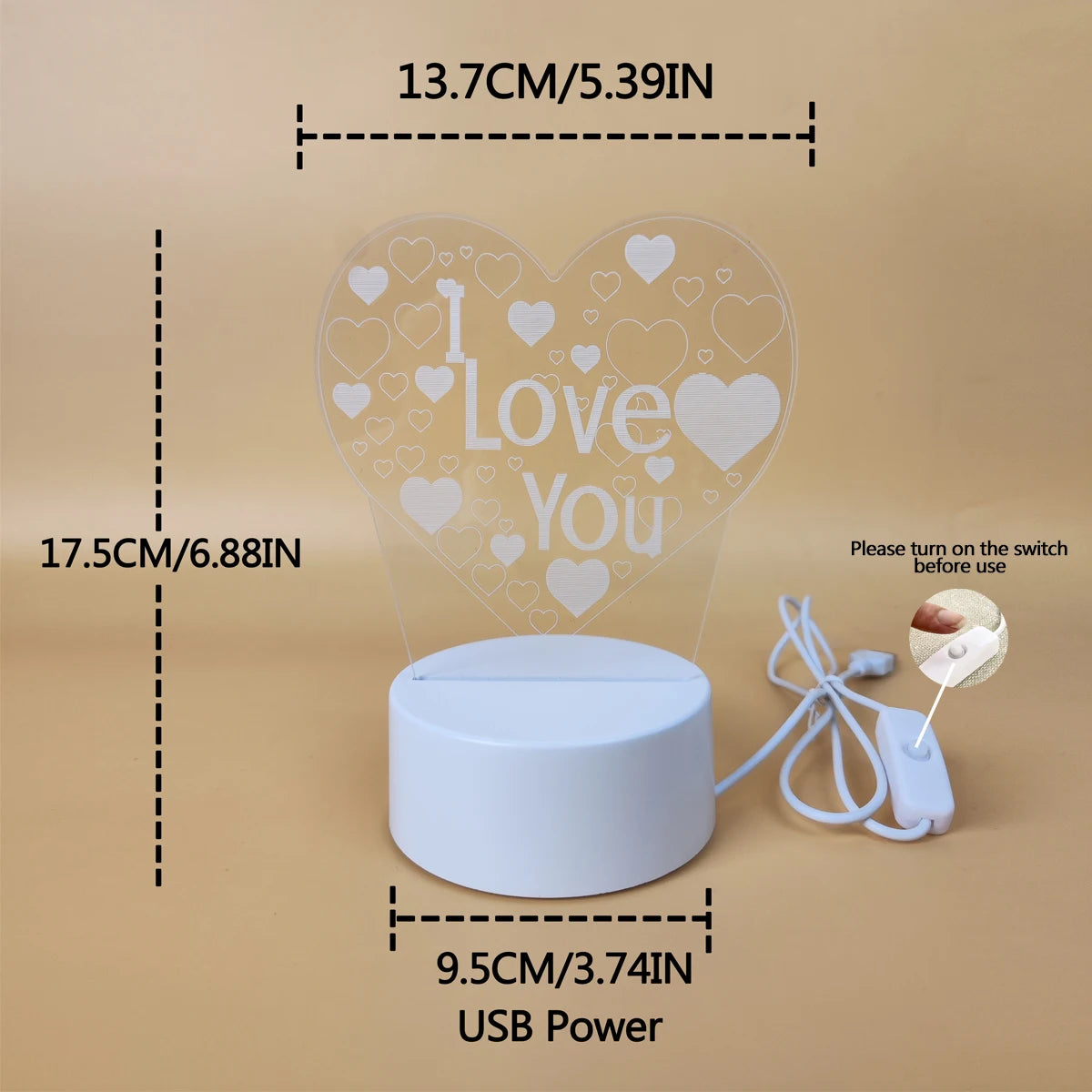 Confessione Romantica Ti Amo Luce Notturna 3D Per Amanti Regalo Per Decorazione Della Camera Da Letto