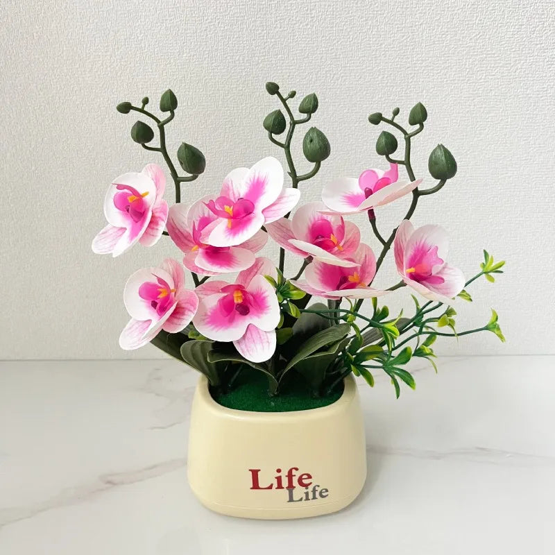 Orchidea Artificiale di Lusso in Stile Nordico con Fiore a Farfalla Vaso Decorazione Domestica Multifunzionale