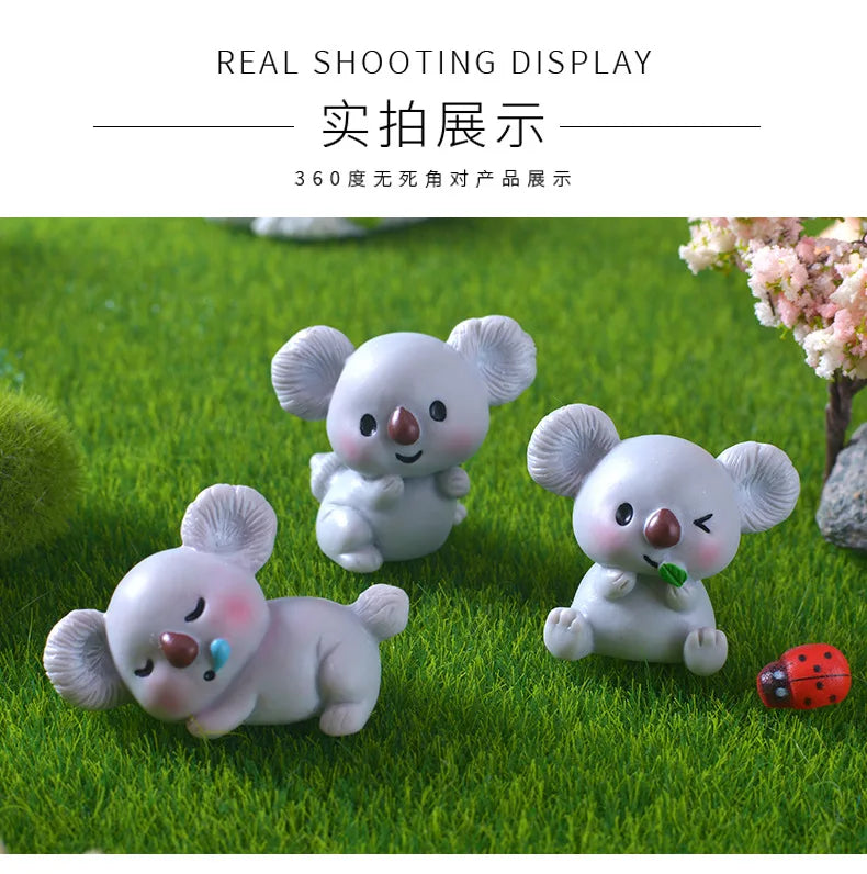 Figurine Di Koala In Resina Cartone Animato Paesaggio Decorazioni Domestiche Per Camera E Scrivania Set 4 12 20 Pezzi