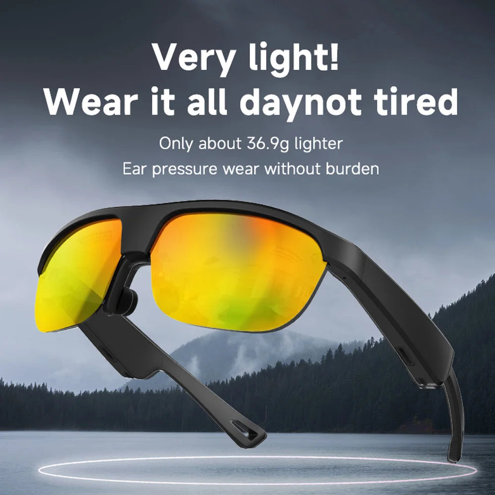 Occhiali Intelligenti Da Uomo Con Cuffie Bluetooth 5.0 Occhiali Da Sole Sport Per Esterni Musica Fotocamera Chiamate Assistente Vocale