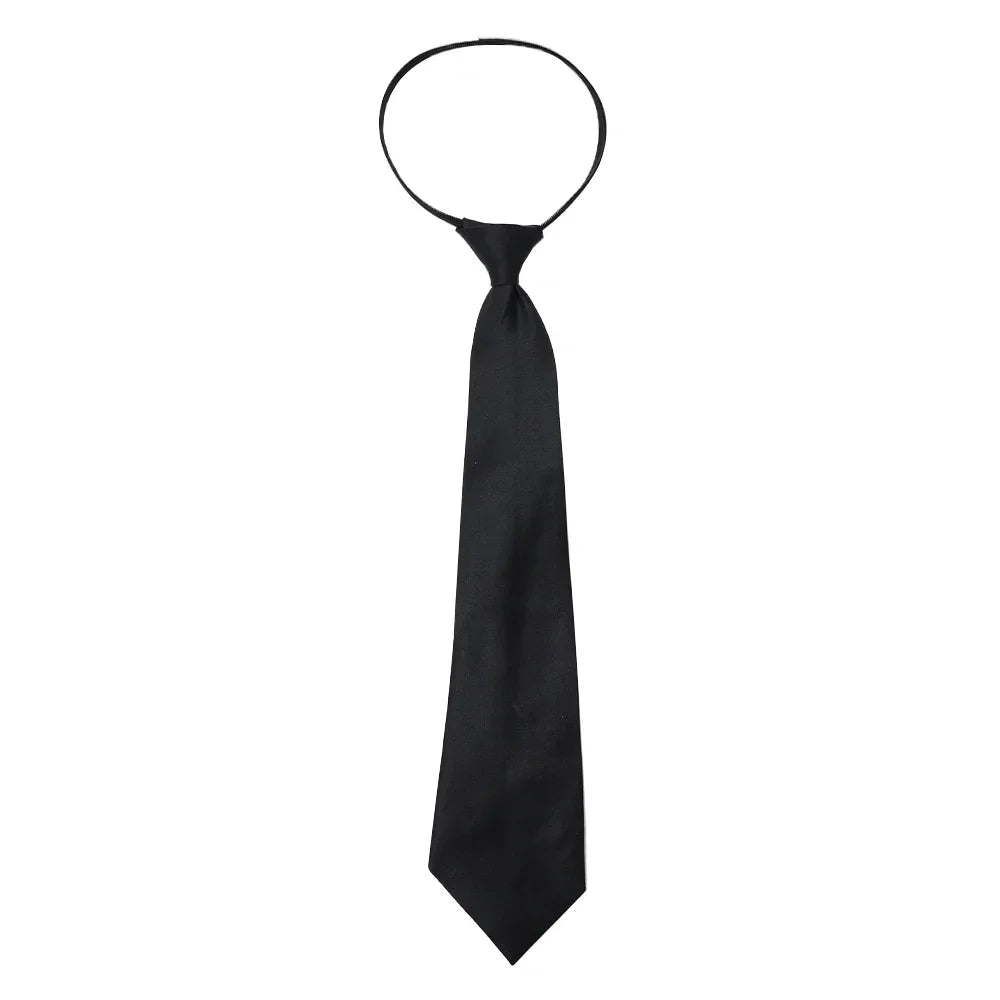 Cravatta Unisex Nera Con Clip Per Camicia Uniforme Da Stewards Matte Adatta A Uomo E Donna