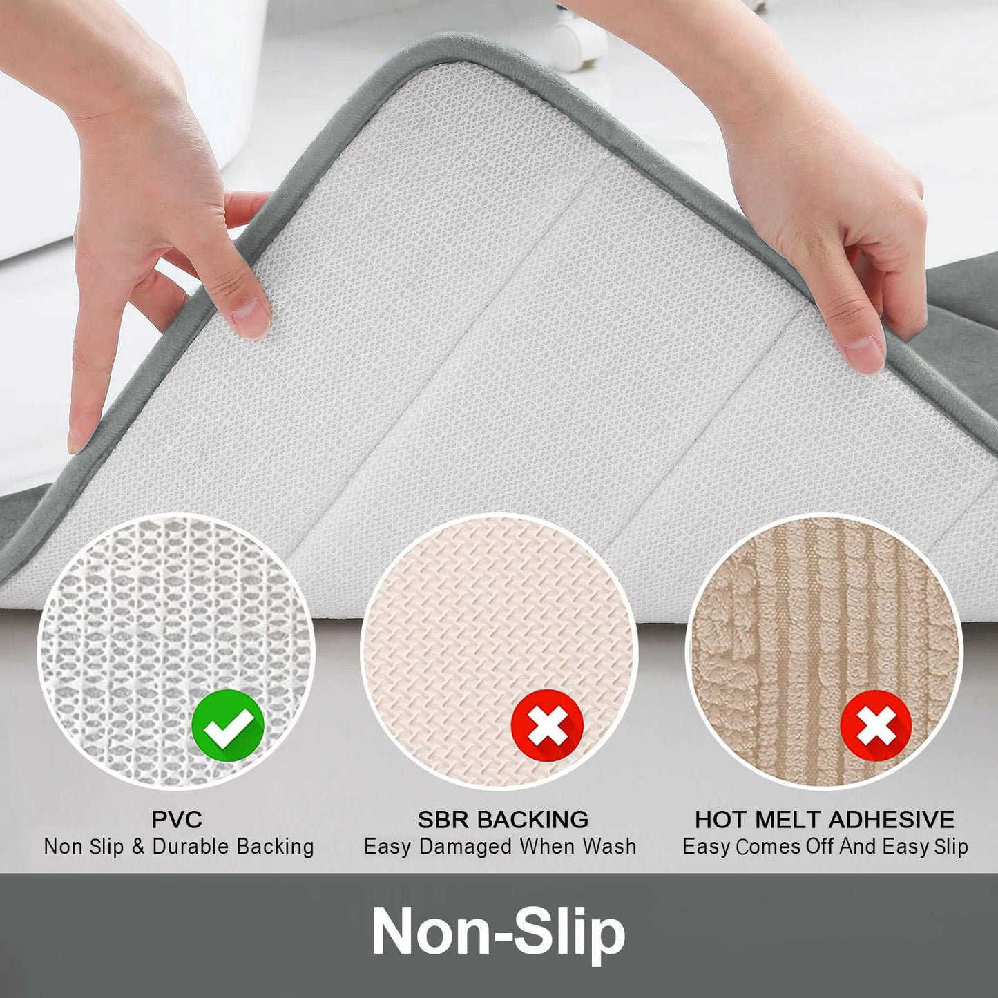Tappetino Da Bagno A Forma Di U 50x60 Cm Memory Foam Assorbente Antiscivolo Per Pavimento Del Bagno