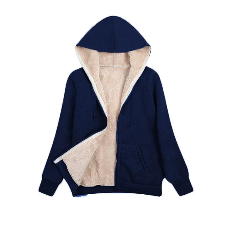 Cappotto Invernale Donna In Peluche Con Cappuccio E Zip Felpa In Pile Calda E Morbida Con Pelliccia Artificiale