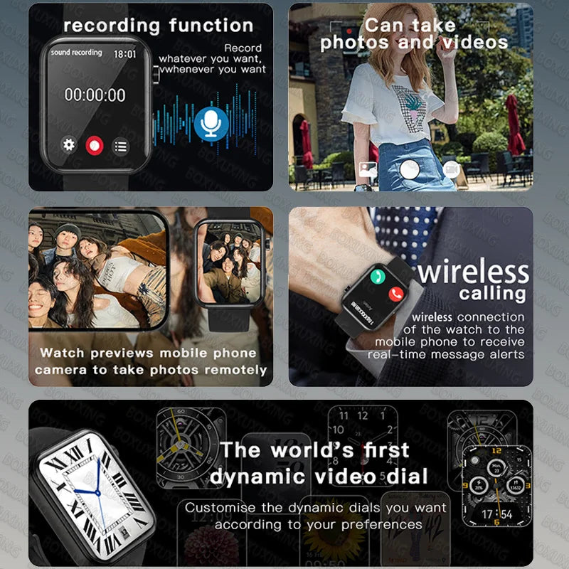 Smartwatch Con Fotocamera Registrazione Video Sincronizzazione Telefono Memoria Ampia Bluetooth Chiamate Musica 2025