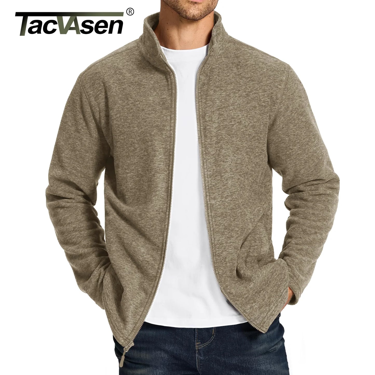 Giacche In Pile Leggere Uomo Con Colletto Alla Coreana Zip Intera Primaverile Sportiva Con Tasche Capispalla