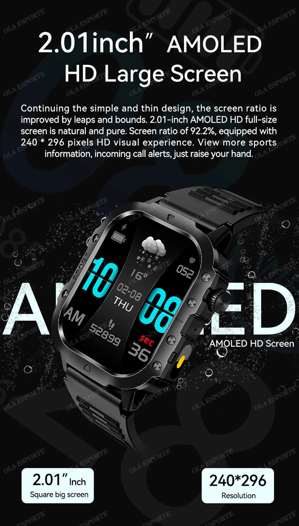 Smartwatch Militare Robusto 2026 Con GPS Chiamate Bluetooth Monitoraggio Salute Fitness Impermeabile 5ATM Per Uomo HW12