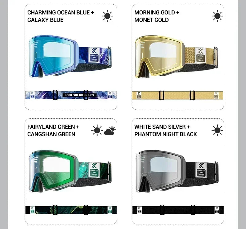 Kapvoe Occhiali Da Sci Fotocromatici E Maschera Da Snowboard Antiappannamento UV400 Per Uomo E Donna Occhiali Inverno