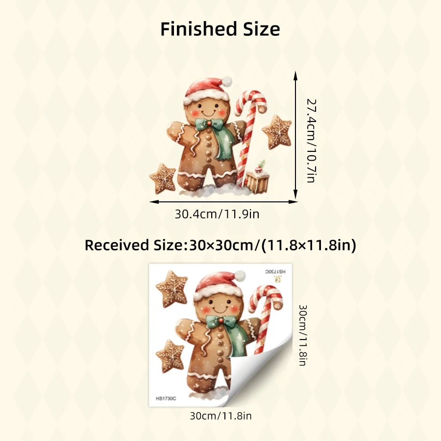 Decalcomania Da Muro Omino Pan Di Zenzero Natale Con Cappello Babbo Natale E Sciarpa Verde PVC Rimovibile Per Camino