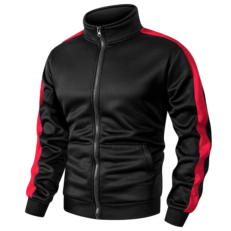 Giacca Sportiva Patchwork Colorblock Da Uomo Con Tasca Kanga Autunno Inverno Foderata In Pile Calda Con Cerniera