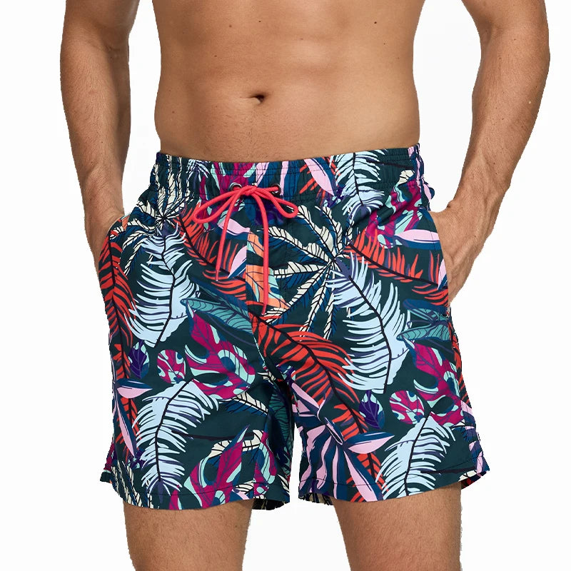 Datifer Pantaloncini Da Nuoto Uomo In Poliestere Con Fodera In Rete Stampa Vita Regolabile Tasche Per Palestra Piscina