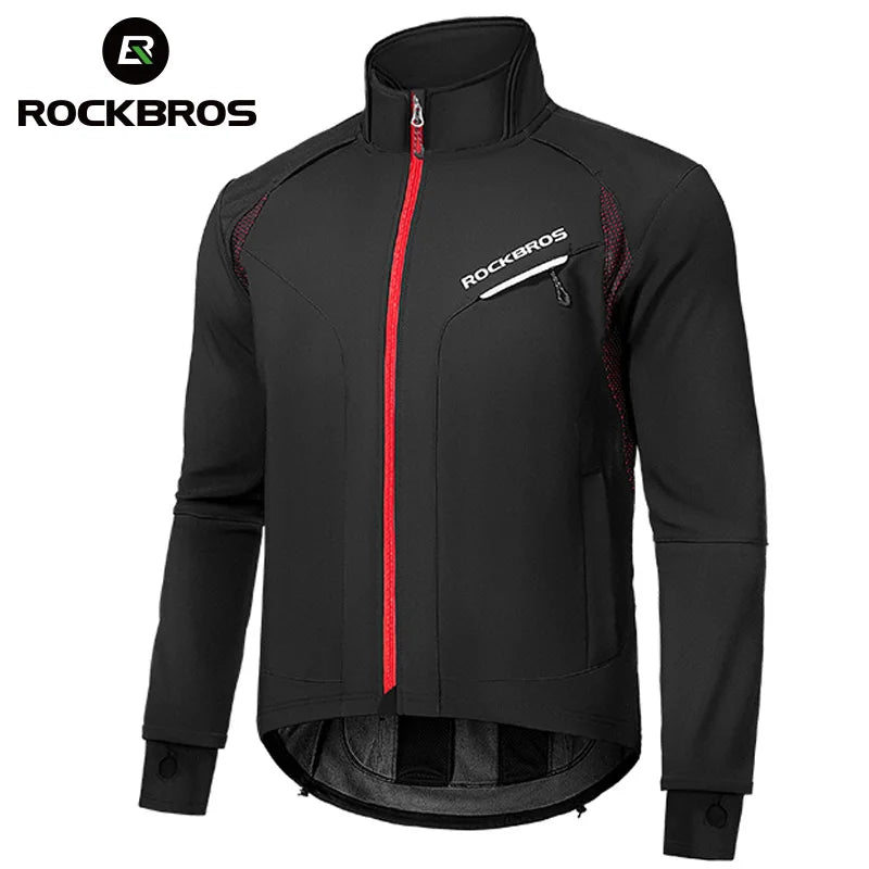 ROCKBROS Giacca Invernale Da Bicicletta Antivento Termica Con Pile Traspirante Impermeabile Riflettente