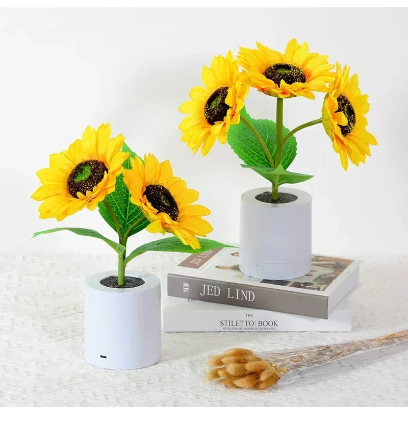 Set Di 3 Luci Notturne LED Ricaricabili Tema Girasole Per Camera Da Letto Comodino Lampade Da Tavolo