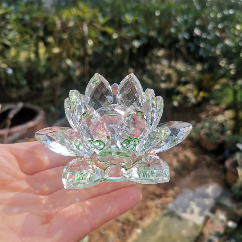 Fermacarte In Cristallo Di Quarzo Fiore Di Loto 80mm Artigianato In Vetro Feng Shui Decorazioni Per Casa Regalo