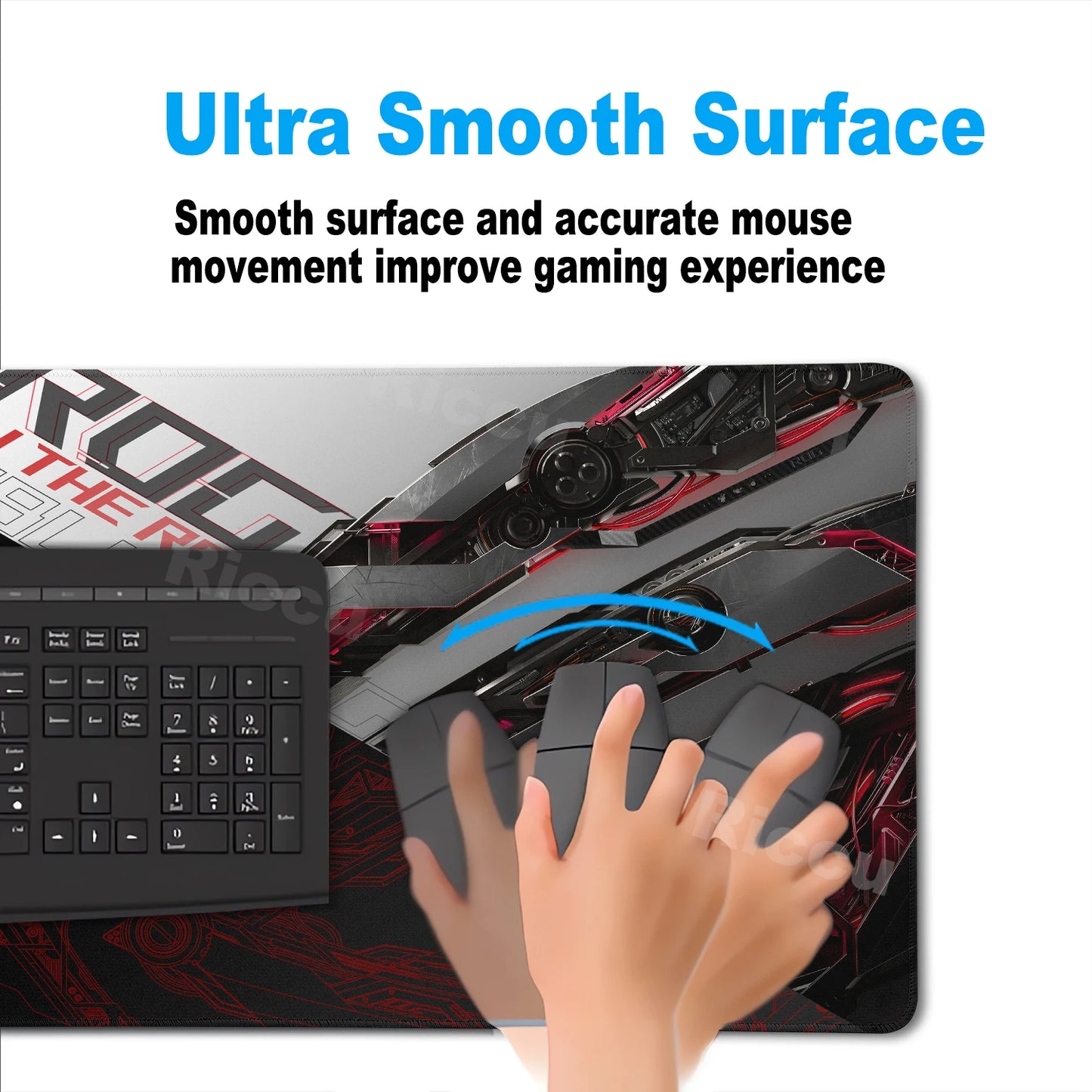 Tappetino per Mouse XXL ASUS ROG Republic Of Gamers Antiscivolo in Gomma per Scrivania da Gioco e Tastiera