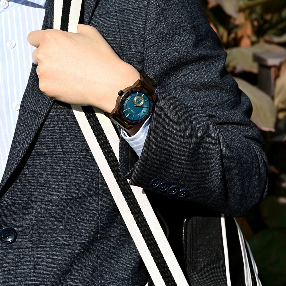 BOBOBIRD Orologio In Legno Da Uomo Personalizzato Nome Testo Sulla Custodia Posteriore Orologio Quarzo Scatola Regalo