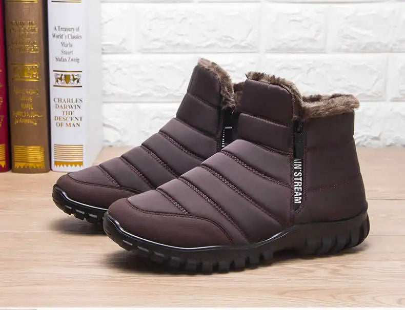 Scarpe Invernali Da Uomo Sneakers Stivali Da Neve Con Cerniera In Cotone Caldo Impermeabili Spedizione Gratuita