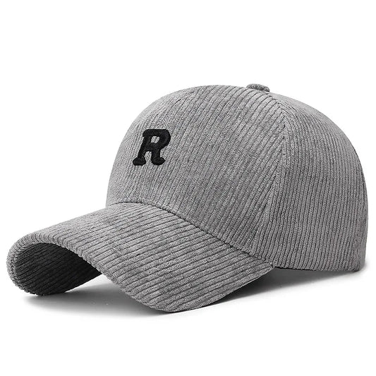 Berretto Baseball Velluto A Coste Con Ricamo 3D R Unisex Regolabile Per Inverno Caldo Stile