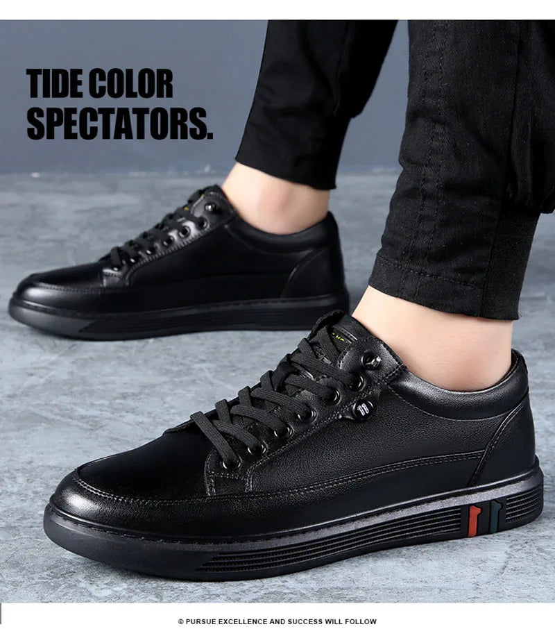 Scarpe da Uomo in Vera Pelle Primavera Autunno Modello A4906 Calzature Casual Piatte in Morbida Pelle Nero Marrone