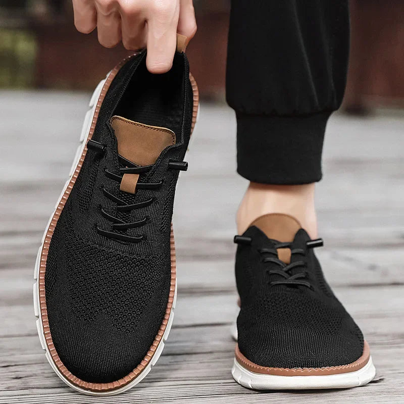 Scarpe Casual Uomo Traspiranti Brogue Classiche Ammortizzazione Design A Blocchi Colore Sneakers Eleganti Leggere