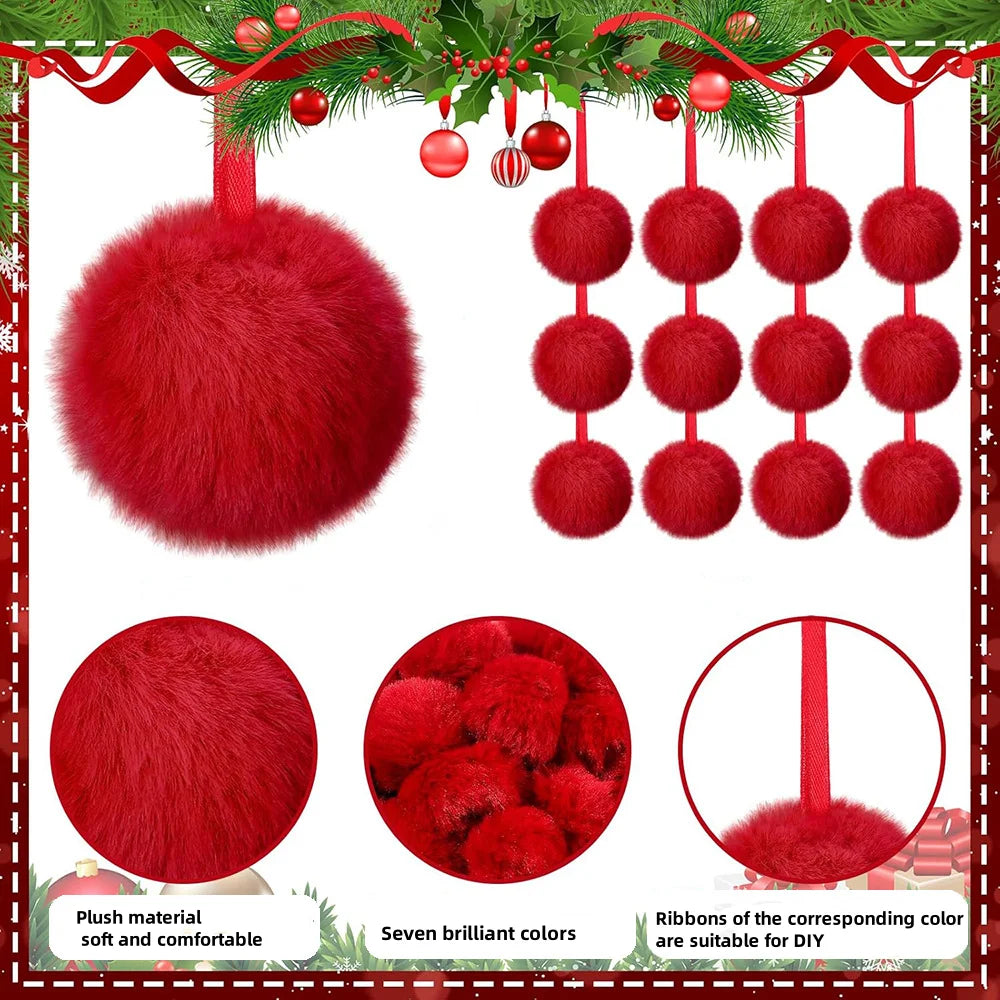 12/24 pezzi 6 cm peluche palla di Natale decorazione albero di Natale ornamento Navidad Natal regalo di Capodanno 2026